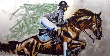 "Jump" Original Mixed Media on Aluminum by Michael Bryan