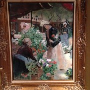 "Parisian Market" Original Enamel on Copper by Max Karp
