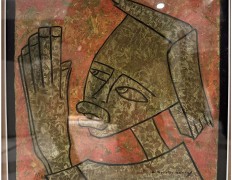 "Haitian Figure" an Original Oil on Paper by Angel Botello