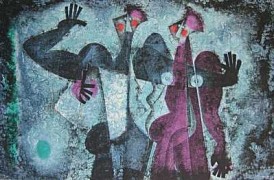 "Dialogue - Blue" Acryligraph by Byron Galvez