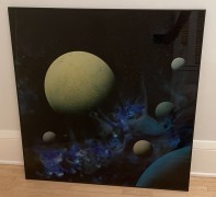 "Mansions" Original Mixed Media on Glass with Reverse Painting by Dave Archer