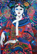 "The Empress" 1992 Serigraph on Heavy Hand Deckled Paper  by Jiang Tie-Feng