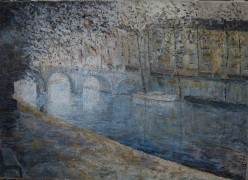 Avec Seine Pont Neuf, Paris Original Acrylic on Canvas by Slobodan Paunovic