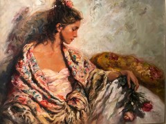 "Reposo" Original Oil on Canvas Painting by Royo
