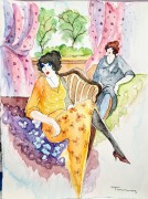 "Untitled 1" Original Watercolor on French Arches Paper by Itzchak Tarkay