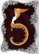 "Numeral 5" from the Numeral Suite, Signed & Numbered Limited Edition Embossed Serigraph by Erte