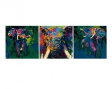 "Elephant Triptych" 3 Serigraphs on Paper by LeRoy Neiman