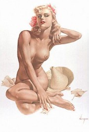 "Sea Shells" Deluxe Lithograph on Odalisque by Alberto Vargas