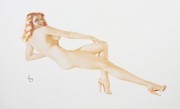 Legacy Nude #5, "Red Fire" Lithograph/Arches by Alberto Vargas
