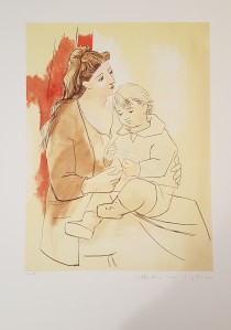 "Maternite au Rideau Rouge" Lithograph by Pablo Picasso