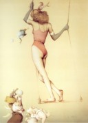 "That Daring Young Frog" Hand Pulled Stone Lithograph by Michael Parkes