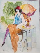 "Untitled 2" Original Watercolor on French Arches Paper by Itzchak Tarkay