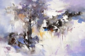 "Misty Village" Original Oil on Canvas by Thomas Leung