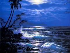 "Blue Dawn" Mixed Media on Canvas by Christian Riese Lassen