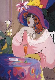"Champagne Girl" Serigraph on Paper by Isaac Maimon