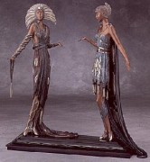 "Two Vamps" Bronze Sculpture by Erte