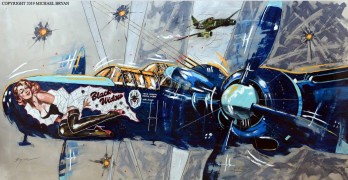"Black Widow" Northrop P-61C Black Widow Night fighter Original Hand-Worked Aluminum painting by Michael Bryan