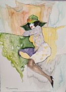 "Untitled" 3 Original Watercolor on French Arches Paper by Itzchak Tarkay