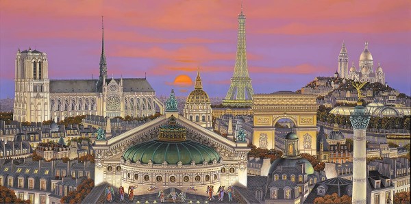 "Concert on the Roof" hand-signed archival print with hand-made serigraph by Liudmila Kondakova