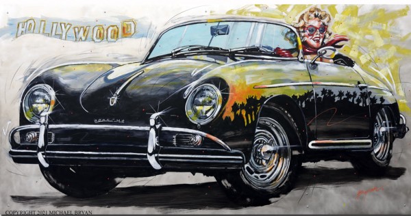 "L.A." Original Hand-Worked Mixed Media on Aluminum by Michael Bryan