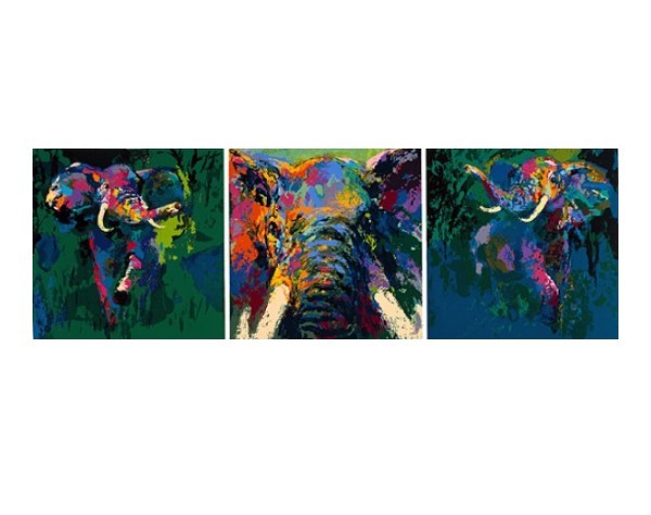 "Elephant Triptych" 3 Serigraphs on Paper by LeRoy Neiman