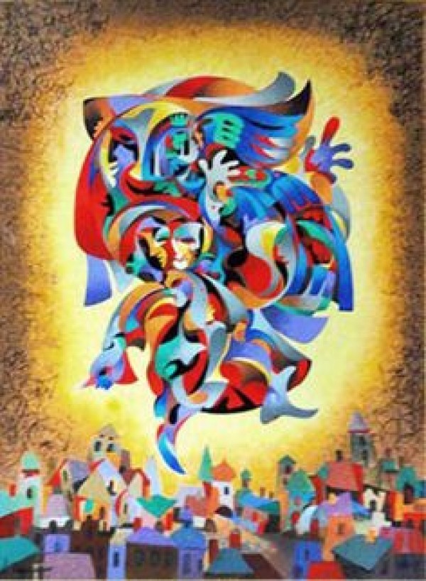 Anatole Krasnyansky's Blue Bird Serigraph on Canvas