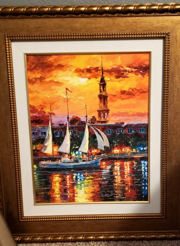 "Charleston Waterfront" Hand-Embellished Giclee on Canvas by Daniel Wall