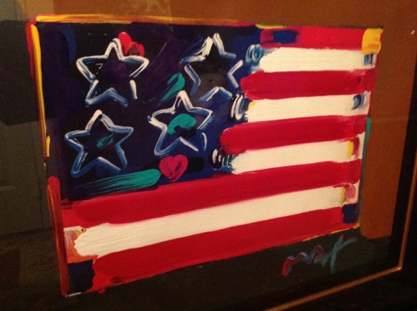 "Flag With Heart" Series III, Unique Mixed Media Acrylic on Lithograph