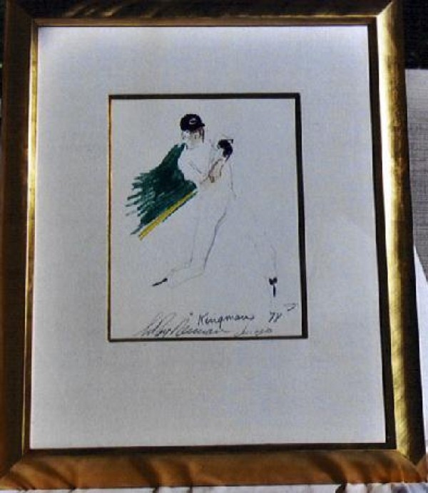 "Dave Kingman" Chicago '78 Original Pen on Paper drawing by LeRoy Neiman