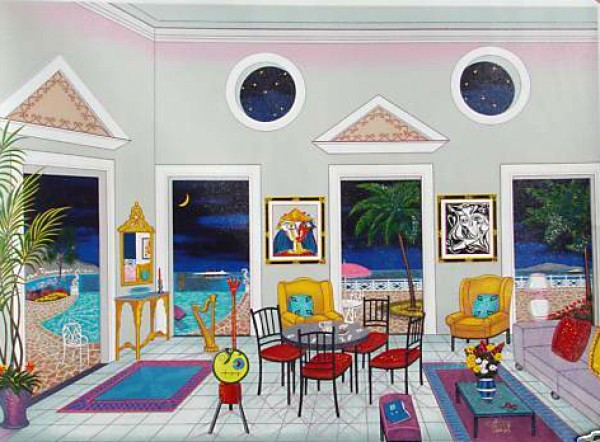 "Interior with Two Picassos" Lithograph by Fanch Ledan