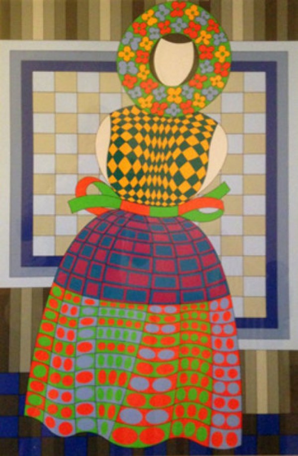 "Fille Femme"  Limited Edition Silkscreen by Victor Vasarely