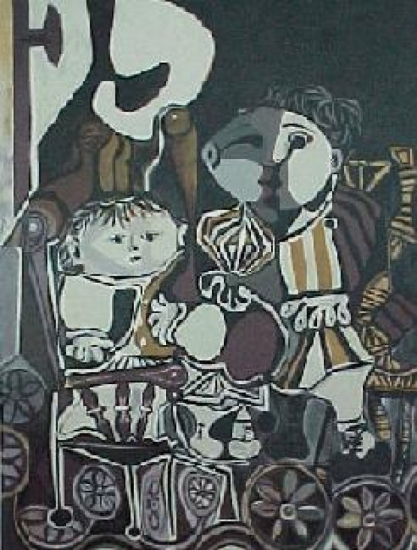 "Deux Enfants Assis" Lithograph by Pablo Picasso