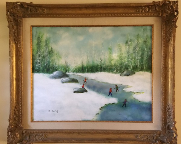 "Skating at Christmas" Original Enamel on Copper by Max Karp