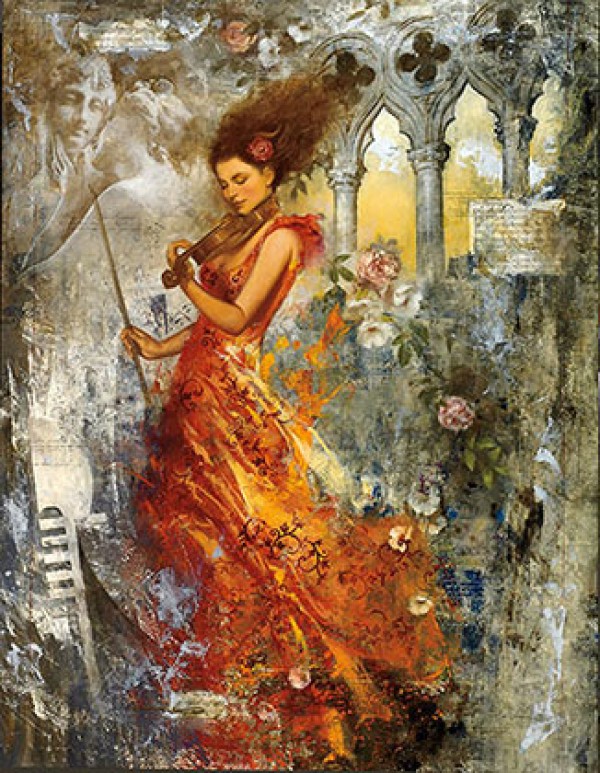 "Melodie Venitienne” Hand-Pulled Serigraph on Paper by Francois Fressinier