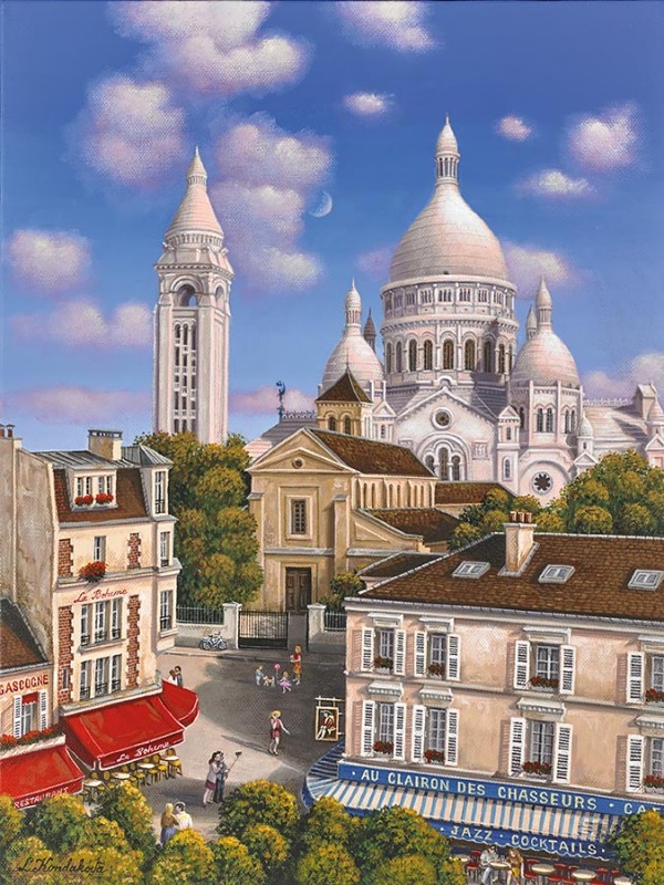 "Place du Tetre" hand-signed archival print on canvas by Liudmila Kondakova