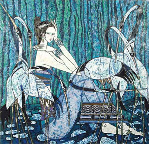 "Emerald Valley" Serigraph by Ting Shao Kuang