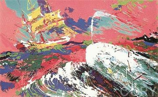 "Ahab at the Night Watch" from the "Moby Dick Suite" + Book Lithograph on Paper in Portfolio by LeRoy Neiman