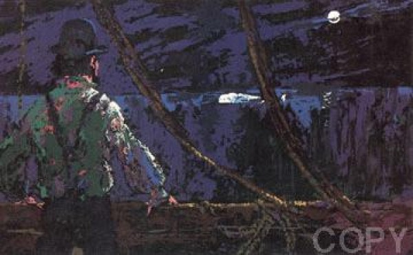 Moby Dick Assaulting the POrequad"  from the "Moby Dick Suite" + Book Lithograph on Paper in Portfolio by LeRoy Neiman