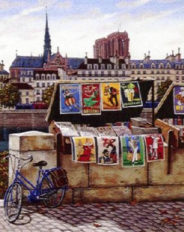 “Pont Neuf - Postcards from Paris suite” Framed & Signed Serigraph on Canvas