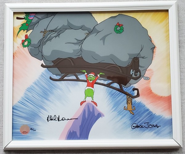"Strength of 10 Grinches Plus Two" hand-painted cells en verso by Chuck Jones and Phillip Roman