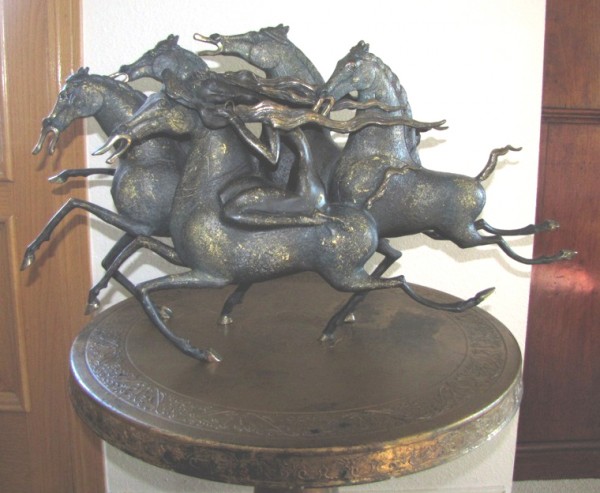 "Emerald Lady" Deluxe Edition 23Kt Gold Bronze Sculpture by Jiang