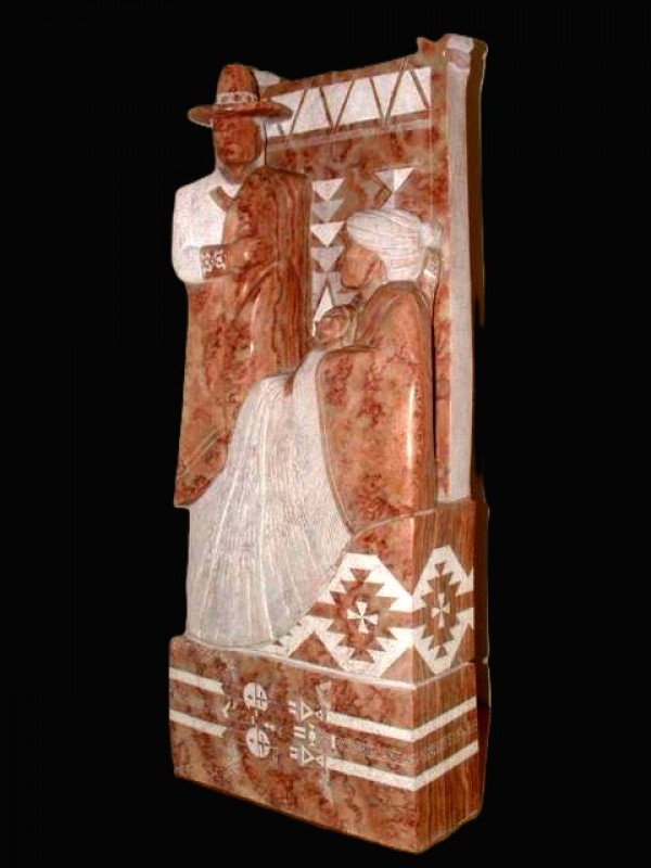 "Navajo Way of Life" Alabaster Sculpture by Alvin Marshall