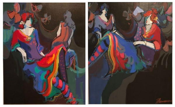 "Brigitte & Noelle" Suite of Original Acrylics on Canvas by Isaac Maimon