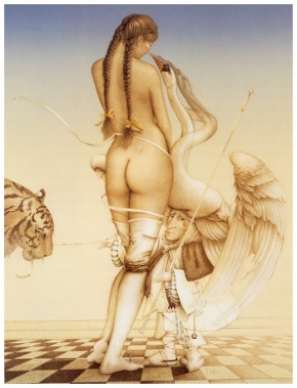 "Puppetmaster" Hand Pulled Stone Lithograph by Michael Parkes