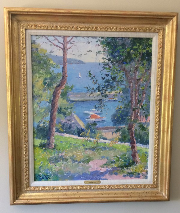 "Une Trouee Sur La Mediterranee" Framed Original Oil on Canvas by Pierre Bittar