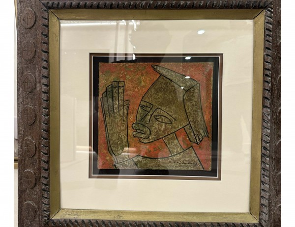 "Haitian Figure" an Original Oil on Paper by Angel Botello