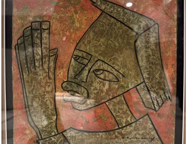 "Haitian Figure" an Original Oil on Paper by Angel Botello