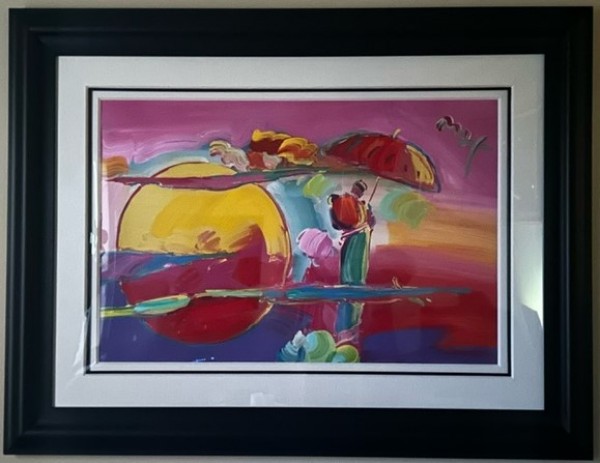 "New Moon II"  Mixed Media With Acrylic Painting on Color Serigraphy on Wove Paper by Peter Max