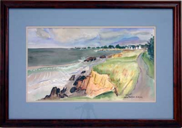 "Sea Shore of Brittany" Framed Original Watercolor by Alexandre Minguet