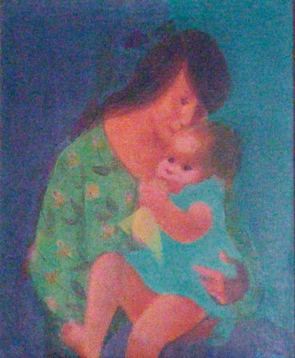 "Mother & Child" Original Acrylic/Canvas by Gustav Likan